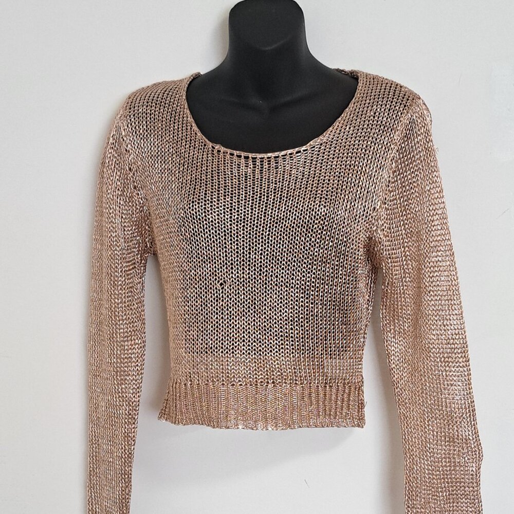 Windsor Metallic Knit Sweater in Rose Gold